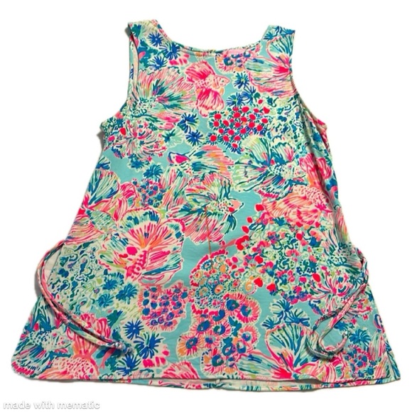🐟 {L} LILLY PULITZER Donna Tunic Serene Blue Pink Gypsea Fish ⭐️FINAL PRICE⭐️ - Picture 4 of 13